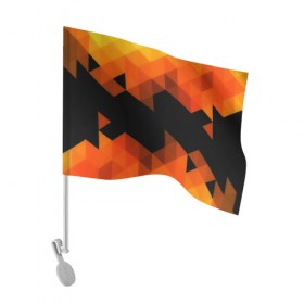 Флаг для автомобиля с принтом Trianse Orange , 100% полиэстер | Размер: 30*21 см | оранжевый | полигоны | треугольники | черный