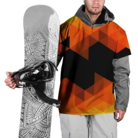 Накидка на куртку 3D с принтом Trianse Orange , 100% полиэстер |  | оранжевый | полигоны | треугольники | черный