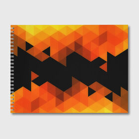 Альбом для рисования с принтом Trianse Orange , 100% бумага
 | матовая бумага, плотность 200 мг. | Тематика изображения на принте: оранжевый | полигоны | треугольники | черный