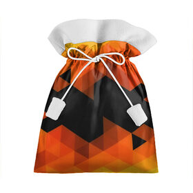 Подарочный 3D мешок с принтом Trianse Orange , 100% полиэстер | Размер: 29*39 см | Тематика изображения на принте: оранжевый | полигоны | треугольники | черный