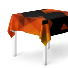 Скатерть 3D с принтом Trianse Orange , 100% полиэстер (ткань не мнется и не растягивается) | Размер: 150*150 см | Тематика изображения на принте: оранжевый | полигоны | треугольники | черный