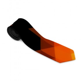 Галстук 3D с принтом Trianse Orange , 100% полиэстер | Длина 148 см; Плотность 150-180 г/м2 | Тематика изображения на принте: оранжевый | полигоны | треугольники | черный