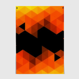 Постер с принтом Trianse Orange , 100% бумага
 | бумага, плотность 150 мг. Матовая, но за счет высокого коэффициента гладкости имеет небольшой блеск и дает на свету блики, но в отличии от глянцевой бумаги не покрыта лаком | оранжевый | полигоны | треугольники | черный