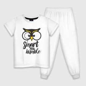 Детская пижама хлопок с принтом Owl. Smart and humble , 100% хлопок |  брюки и футболка прямого кроя, без карманов, на брюках мягкая резинка на поясе и по низу штанин
 | Тематика изображения на принте: 