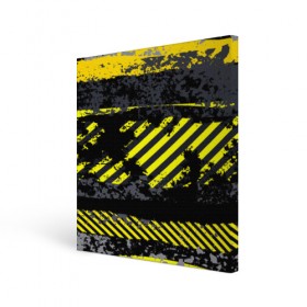 Холст квадратный с принтом Grunge Line , 100% ПВХ |  | желтый | полосы | серый | черный