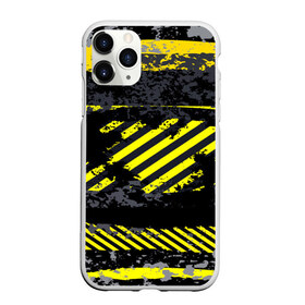 Чехол для iPhone 11 Pro Max матовый с принтом Grunge Line , Силикон |  | желтый | полосы | серый | черный