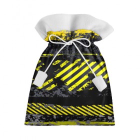 Подарочный 3D мешок с принтом Grunge Line , 100% полиэстер | Размер: 29*39 см | Тематика изображения на принте: желтый | полосы | серый | черный