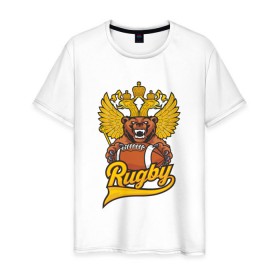 Мужская футболка хлопок с принтом Rugby. Russia. Bear. , 100% хлопок | прямой крой, круглый вырез горловины, длина до линии бедер, слегка спущенное плечо. | Тематика изображения на принте: america | brokenfinger | dotrugby | league | nails | rugby | rugbyunion | usa | womensrugby | медведь | мяч | регби | россия