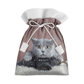 Подарочный 3D мешок с принтом Котик фотограф , 100% полиэстер | Размер: 29*39 см | Тематика изображения на принте: кот | котик | кошка | объектив | фотоаппарат | фотограф