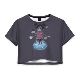 Женская футболка 3D укороченная с принтом Undertale , 100% полиэстер | круглая горловина, длина футболки до линии талии, рукава с отворотами | game | games | spider | undertale | игра | игры | паук