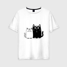 Женская футболка хлопок Oversize с принтом Влюбленные коты , 100% хлопок | свободный крой, круглый ворот, спущенный рукав, длина до линии бедер
 | 14 февраля | влюбленным | девушке | кот | коты | котята. | кошка | любовь | мужчине | парню | подарок