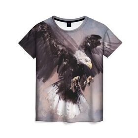 Женская футболка 3D с принтом Eagle , 100% полиэфир ( синтетическое хлопкоподобное полотно) | прямой крой, круглый вырез горловины, длина до линии бедер | artwork | birds | eagle