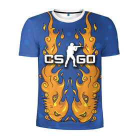 Мужская футболка 3D спортивная с принтом Fire Elemental , 100% полиэстер с улучшенными характеристиками | приталенный силуэт, круглая горловина, широкие плечи, сужается к линии бедра | Тематика изображения на принте: counter | cs | cs:go | go | strike | дух | огня