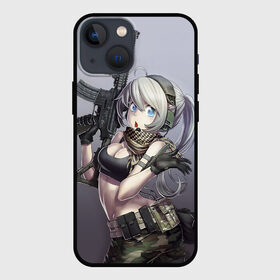 Чехол для iPhone 13 mini с принтом Девушка с оружием ,  |  | anime | automatic | beautiful | girl | guns | japanese | автомат | аниме | девушка | красивая | оружие | японский