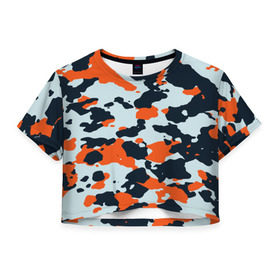 Женская футболка 3D укороченная с принтом Asiimov camouflage , 100% полиэстер | круглая горловина, длина футболки до линии талии, рукава с отворотами | камуфляж | контр страйк | контра