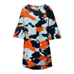 Детское платье 3D с принтом Asiimov camouflage , 100% полиэстер | прямой силуэт, чуть расширенный к низу. Круглая горловина, на рукавах — воланы | камуфляж | контр страйк | контра