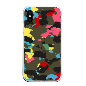 Чехол для iPhone XS Max матовый с принтом Цветной камуфляж , Силикон | Область печати: задняя сторона чехла, без боковых панелей | маскировка | пестрый | разноцветный | яркий