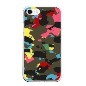 Чехол для iPhone 7/8 матовый с принтом Цветной камуфляж , Силикон | Область печати: задняя сторона чехла, без боковых панелей | маскировка | пестрый | разноцветный | яркий