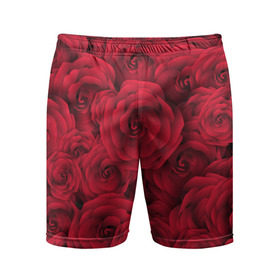 Мужские шорты 3D спортивные с принтом Красные розы ,  |  | любовь | мозаика | розы | сердце | узор