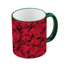 Кружка 3D с принтом Красные розы , керамика | ёмкость 330 мл | любовь | мозаика | розы | сердце | узор