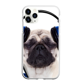Чехол для iPhone 11 Pro матовый с принтом Мопс в наушниках , Силикон |  | дворняжка | домашние животные | любимец | мопс | пес | песик | питомец | собака | собачка