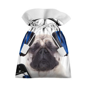 Подарочный 3D мешок с принтом Мопс в наушниках , 100% полиэстер | Размер: 29*39 см | дворняжка | домашние животные | любимец | мопс | пес | песик | питомец | собака | собачка