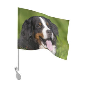Флаг для автомобиля с принтом Бернский зенненхунд , 100% полиэстер | Размер: 30*21 см | волкодав | дворняжка | домашние животные | любимец | мопс | овчарка | пес | песик | питомец | сенбернар | собака | собачка
