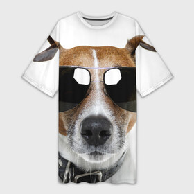 Платье-футболка 3D с принтом Джек Рассел в очках ,  |  | волкодав | дворняжка | джек | джек рассел | домашние животные | любимец | мопс | овчарка | пес | песик | питомец | рассел | сенбернар | собака | собачка