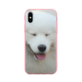 Чехол для Apple iPhone X силиконовый матовый с принтом Самоед , Силикон | Печать на задней стороне чехла, без боковой панели | далматин | лабрадор | любимец | овчарка | пес | питомец | самоед | собака | собачка | щенок