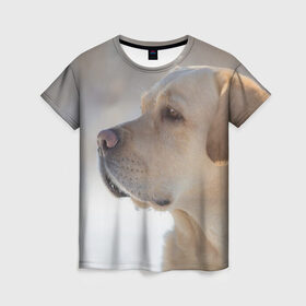 Женская футболка 3D с принтом Лабрадор , 100% полиэфир ( синтетическое хлопкоподобное полотно) | прямой крой, круглый вырез горловины, длина до линии бедер | далматин | далматинец | дворняга | лабрадор | любимец | овчарка | пес | питомец | самоед | собака | собачка | щенок