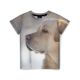 Детская футболка 3D с принтом Лабрадор , 100% гипоаллергенный полиэфир | прямой крой, круглый вырез горловины, длина до линии бедер, чуть спущенное плечо, ткань немного тянется | далматин | далматинец | дворняга | лабрадор | любимец | овчарка | пес | питомец | самоед | собака | собачка | щенок
