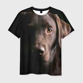 Мужская футболка 3D с принтом Лабрадор , 100% полиэфир | прямой крой, круглый вырез горловины, длина до линии бедер | далматин | далматинец | дворняга | лабрадор | любимец | овчарка | пес | питомец | самоед | собака | собачка | щенок