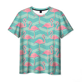 Мужская футболка 3D с принтом flamingo , 100% полиэфир | прямой крой, круглый вырез горловины, длина до линии бедер | flamingo | абстракция | фламинго