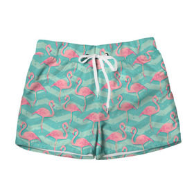 Женские шорты 3D с принтом flamingo , 100% полиэстер | прямой крой, два кармана без застежек по бокам. Мягкая трикотажная резинка на поясе, внутри которой широкие завязки. Длина до середины бедра | flamingo | абстракция | фламинго