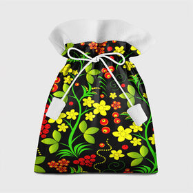 Подарочный 3D мешок с принтом Natural flowers , 100% полиэстер | Размер: 29*39 см | flower | орнамент | паттерн | хохлома | цветы