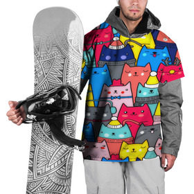 Накидка на куртку 3D с принтом Котики , 100% полиэстер |  | Тематика изображения на принте: кошки | паттерн | разноцветный | яркий