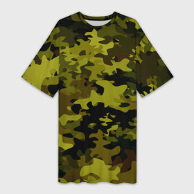 Платье-футболка 3D с принтом Camouflage ,  |  | камуфляж | хаки