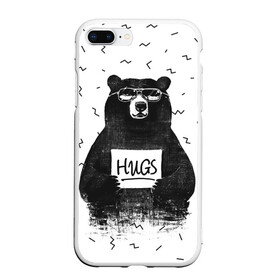Чехол для iPhone 7Plus/8 Plus матовый с принтом Bear Hugs , Силикон | Область печати: задняя сторона чехла, без боковых панелей | animal | bear | beast | fashion | funny | hipster | hugs | nature | style | животное | зверь | медведь | мода | объятья | прикол | природа | стиль | хипстер