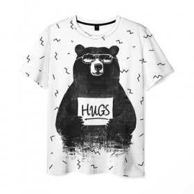 Мужская футболка 3D с принтом Bear Hugs , 100% полиэфир | прямой крой, круглый вырез горловины, длина до линии бедер | Тематика изображения на принте: animal | bear | beast | fashion | funny | hipster | hugs | nature | style | животное | зверь | медведь | мода | объятья | прикол | природа | стиль | хипстер