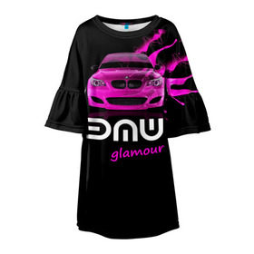 Детское платье 3D с принтом BMW glamour , 100% полиэстер | прямой силуэт, чуть расширенный к низу. Круглая горловина, на рукавах — воланы | bmw | m5 | pink | авто | автомобиль | бмв | гламур | машина | розовый | стиль | тачка | элита