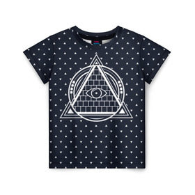 Детская футболка 3D с принтом Illuminati , 100% гипоаллергенный полиэфир | прямой крой, круглый вырез горловины, длина до линии бедер, чуть спущенное плечо, ткань немного тянется | Тематика изображения на принте: illuminati | pyramid | загадка | иллюминаты | око | пирамида | просвещение | просвещенные | тайна