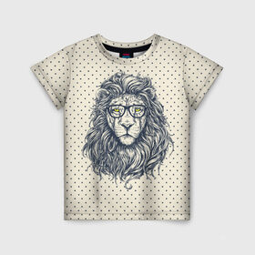 Детская футболка 3D с принтом SWAG Lion , 100% гипоаллергенный полиэфир | прямой крой, круглый вырез горловины, длина до линии бедер, чуть спущенное плечо, ткань немного тянется | animal | cat | hipster | king | lion | животное | зверь | король | лев | очки | хипстер