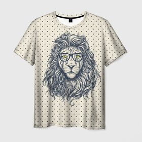Мужская футболка 3D с принтом SWAG Lion , 100% полиэфир | прямой крой, круглый вырез горловины, длина до линии бедер | animal | cat | hipster | king | lion | животное | зверь | король | лев | очки | хипстер