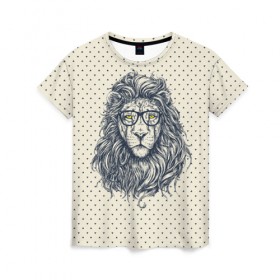 Женская футболка 3D с принтом SWAG Lion , 100% полиэфир ( синтетическое хлопкоподобное полотно) | прямой крой, круглый вырез горловины, длина до линии бедер | animal | cat | hipster | king | lion | животное | зверь | король | лев | очки | хипстер