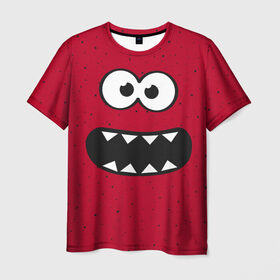 Мужская футболка 3D с принтом Веселый монстрик , 100% полиэфир | прямой крой, круглый вырез горловины, длина до линии бедер | Тематика изображения на принте: eye | funny | hell | monster | smile | глаз | домовой | зубастик | монстр | прикол | смайл | улыбка | черт