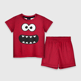 Детский костюм с шортами 3D с принтом Веселый монстрик ,  |  | Тематика изображения на принте: eye | funny | hell | monster | smile | глаз | домовой | зубастик | монстр | прикол | смайл | улыбка | черт