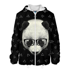 Мужская куртка 3D с принтом Умная панда , ткань верха — 100% полиэстер, подклад — флис | прямой крой, подол и капюшон оформлены резинкой с фиксаторами, два кармана без застежек по бокам, один большой потайной карман на груди. Карман на груди застегивается на липучку | Тематика изображения на принте: animal | bear | beast | hipster | panda | smart | животное | зверь | медведь | очки | панда | свэг | умный | хипстер