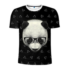 Мужская футболка 3D спортивная с принтом Умная панда , 100% полиэстер с улучшенными характеристиками | приталенный силуэт, круглая горловина, широкие плечи, сужается к линии бедра | animal | bear | beast | hipster | panda | smart | животное | зверь | медведь | очки | панда | свэг | умный | хипстер