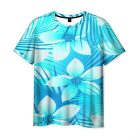 Мужская футболка 3D с принтом Tropical Flower , 100% полиэфир | прямой крой, круглый вырез горловины, длина до линии бедер | flower | паттерн | цветы | яркий