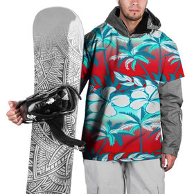 Накидка на куртку 3D с принтом Tropical Fashion , 100% полиэстер |  | flower | пальмы | паттерн | цветы